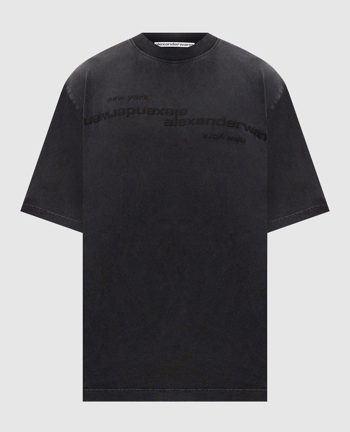 Black T-shirt with textured logo print