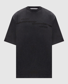 Alexander Wang Black T-shirt with textured logo print UCC3261926m