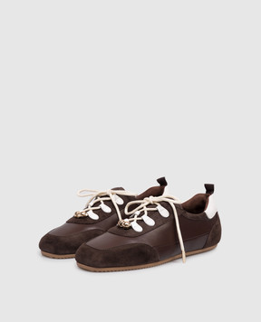 Babe Pay Pls Brown leather sneakers with beads NICKY