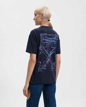Off-White Blue T-shirt with Dripped Watercolor print 2AA089S26JER006