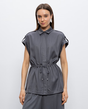 Peserico Gray blouse with monil chain S0602001955