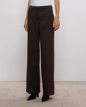 Peserico Brown wool pants with patch P0456702660