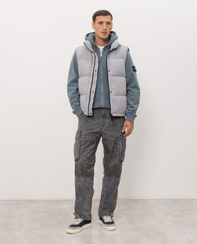 Stone Island Blue down vest with logo patch L2S15G100004S0483