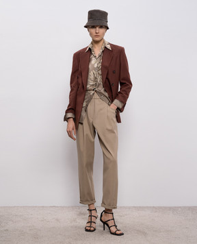 Brunello Cucinelli Beige pants with a monil chain MA126P8417