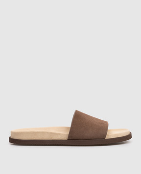Brunello Cucinelli Brown suede flip-flops MZUSOLY236