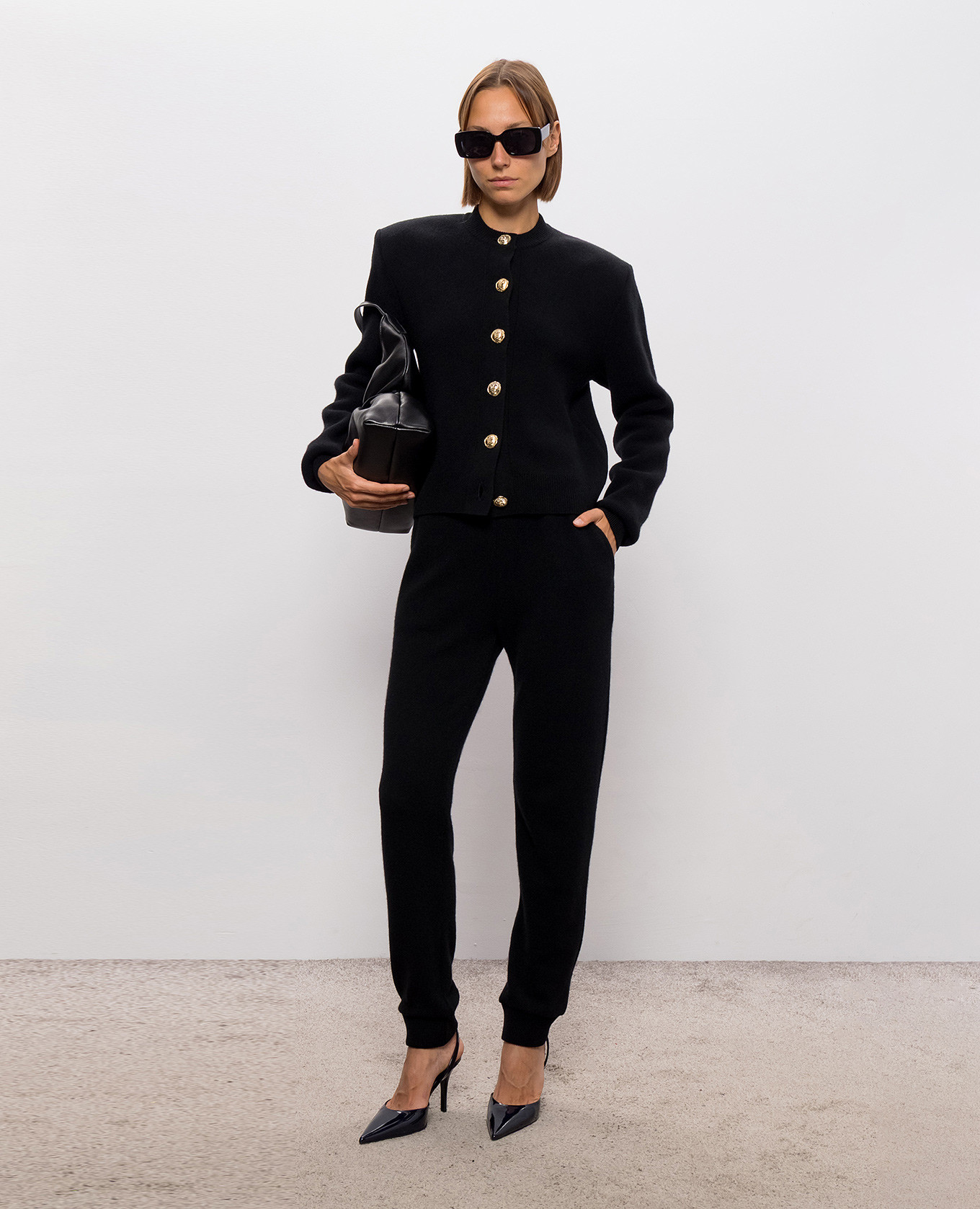 Black cashmere and merino wool joggers Balmain 2