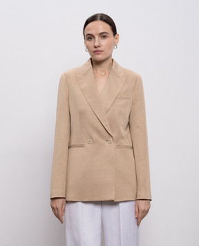 Peserico Beige double-breasted jacket with linen A01214D01926