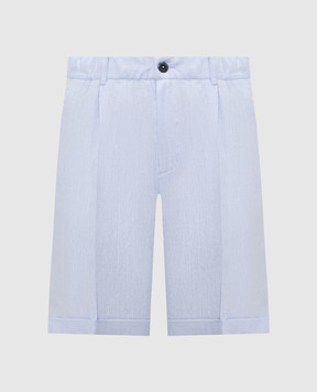Herno Blue linen shorts with lapels PT000191U17158