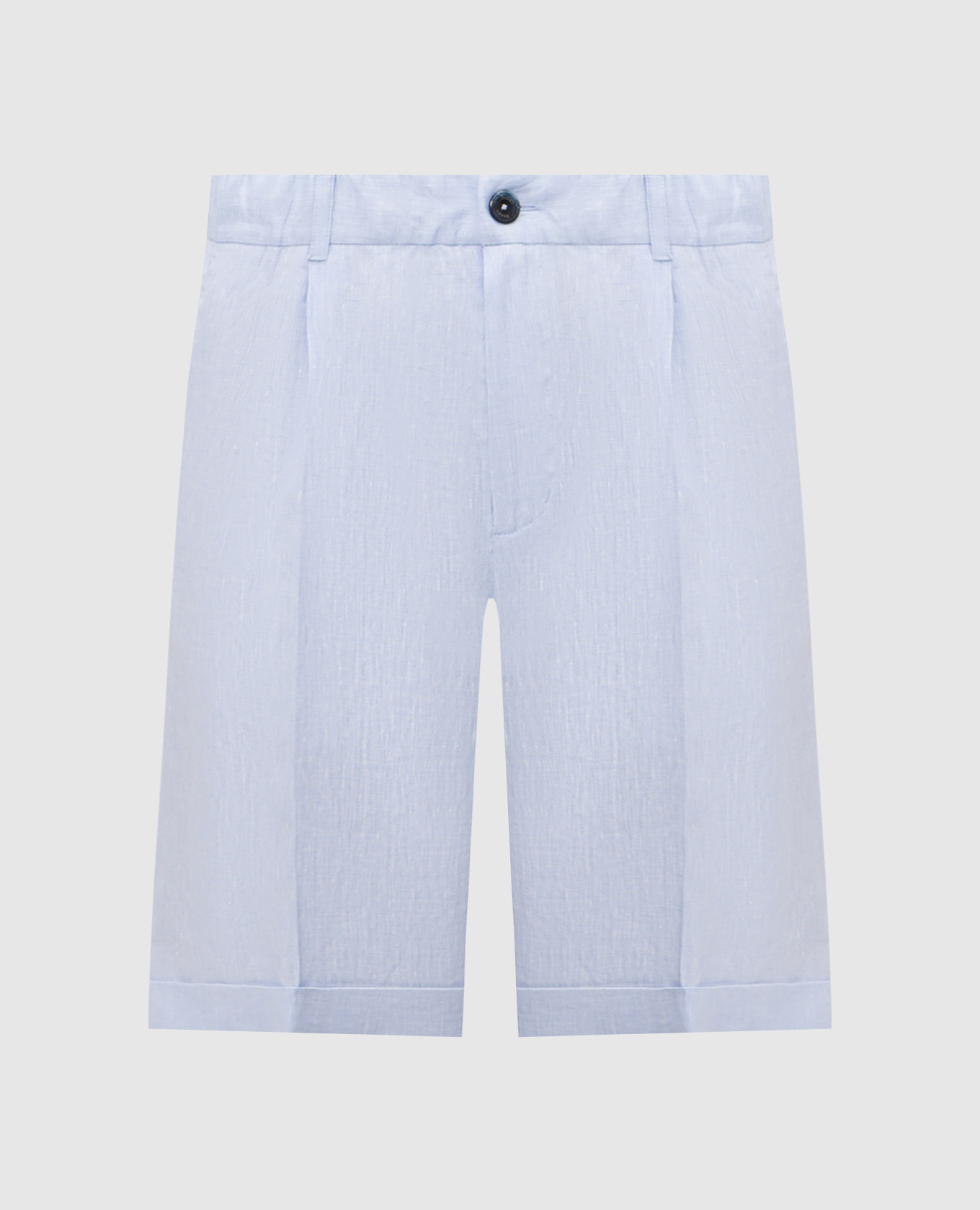 Blue linen shorts with lapels