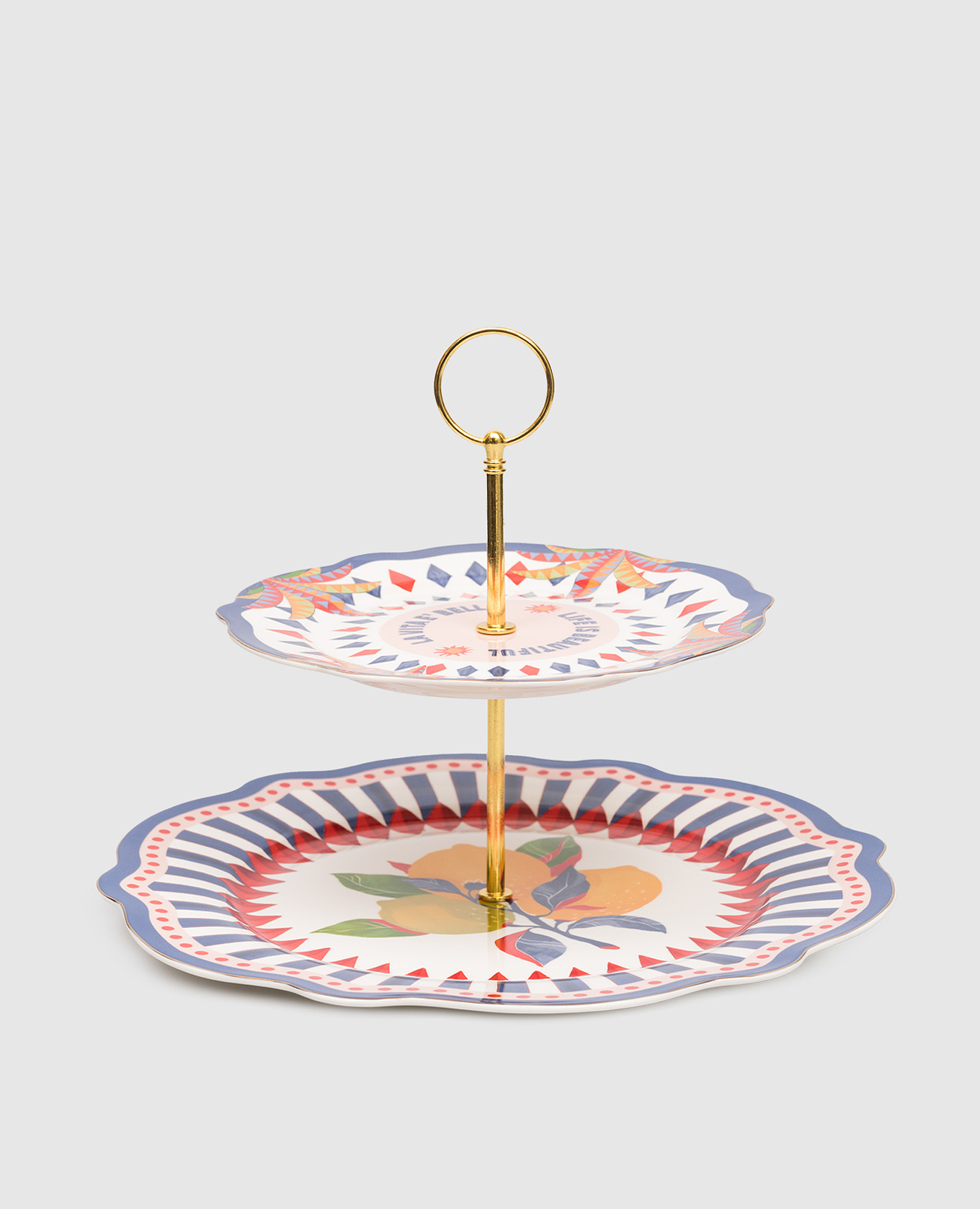 

Porcelain two-tier fruit bowl La Vita E`Bella Baci Milano, Blue