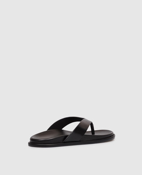 Stuart Weitzman Black leather flip-flops MARYKATE SN616