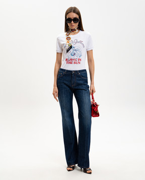 Dolce&Gabbana White T-shirt with print and embroidery F8N08ZGDDMV