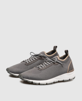 Peserico Grey combination sneakers with logo print R79081C0CC914