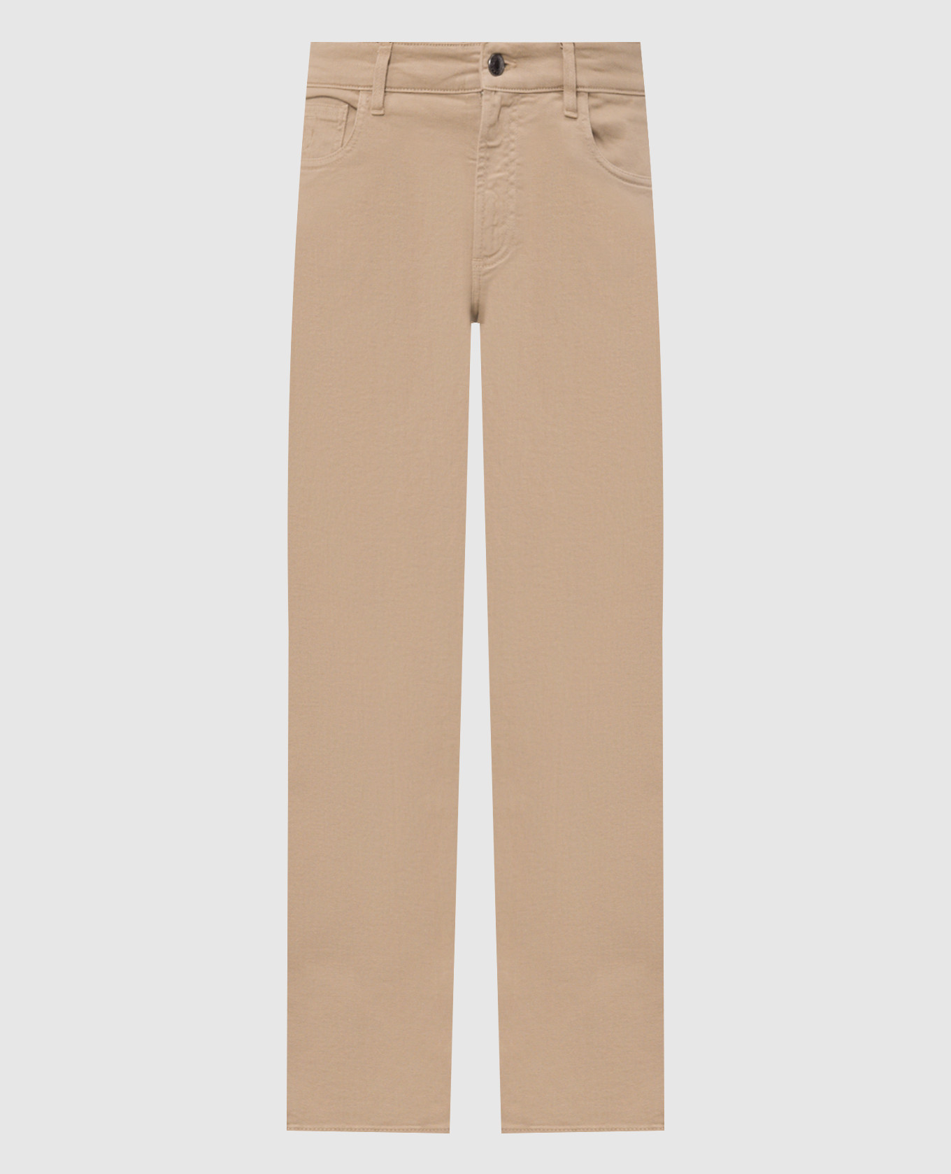 Beige jeans with logo patch