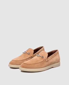 Stefano Ricci Brown suede loafers with emblem UC62G2319SDP