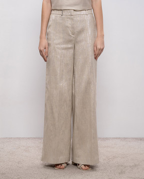 Peserico Beige linen pants with lurex E04350D00598