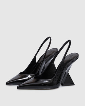 The Attico Cheope black patent leather slingbacks 250WSH00779LBT002AA
