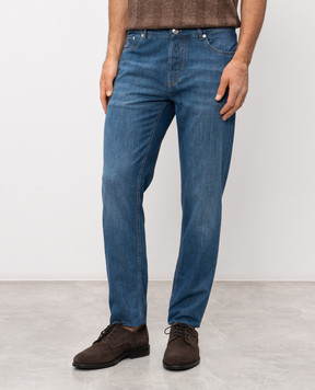 Brunello Cucinelli Blue jeans with embroidered emblem ME645D3210
