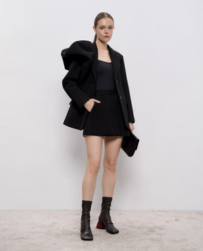 UMA WANG Black Tropical mini skirt UW2063