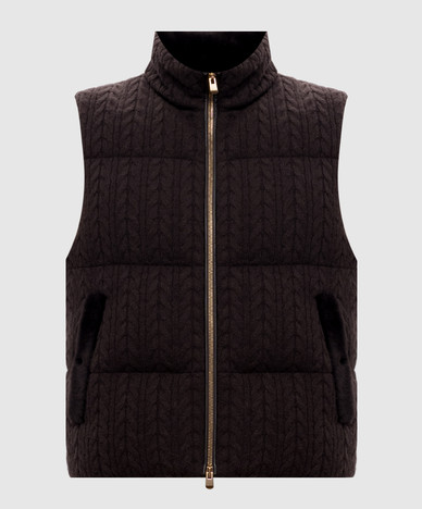 Brown cashmere vest with fur