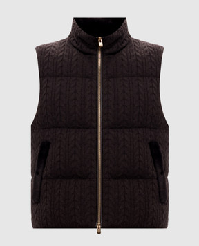 Agnona Brown cashmere vest with fur TV1205XM7010