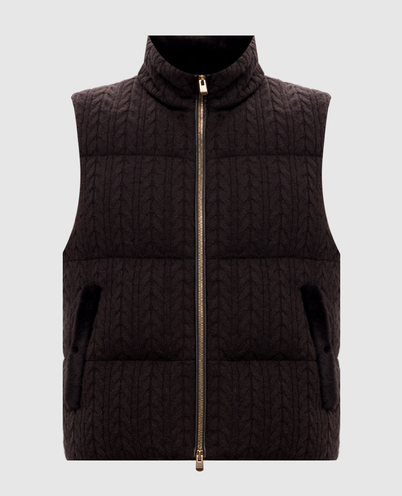 Brown cashmere vest with fur
