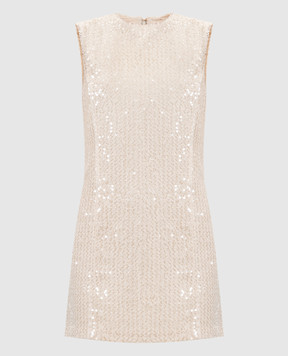 Twinset Beige tweed mini dress with sequins 261TP2622