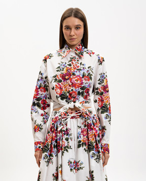 Dolce&Gabbana White floral print shirt with ties F5T76THS5UU