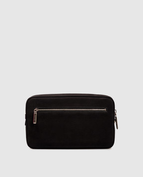 Stefano Ricci Black nubuck bag with monogram logo PP365SRPSNS