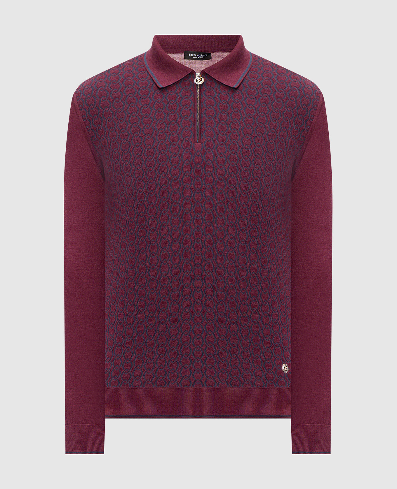 Burgundy cashmere and silk polo shirt Stefano Ricci