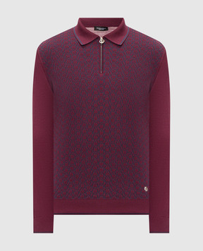 Stefano Ricci Burgundy cashmere and silk polo shirt K808121P30F26486