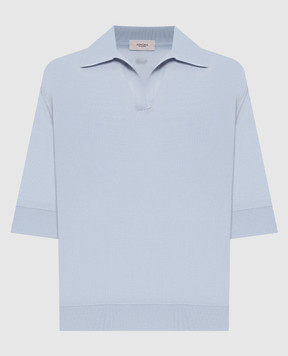 Agnona Blue wool polo shirt K3110660B180P