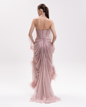 Iris Serban Pink Yasmina dress with drapery CAROLA