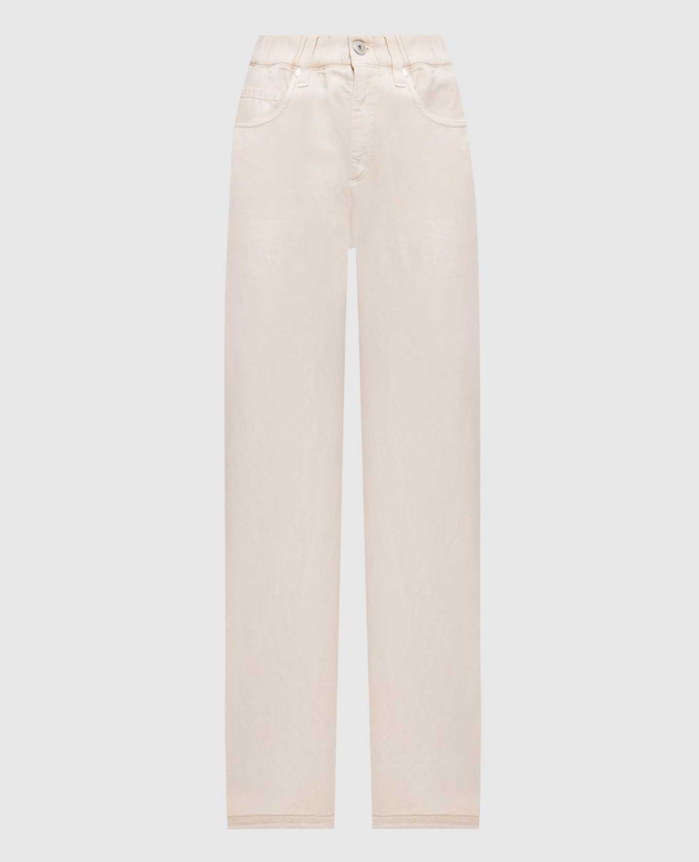 Beige jeans with linen