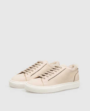 Doucal's Beige nubuck sneakers with fur DD8935JESSUM288