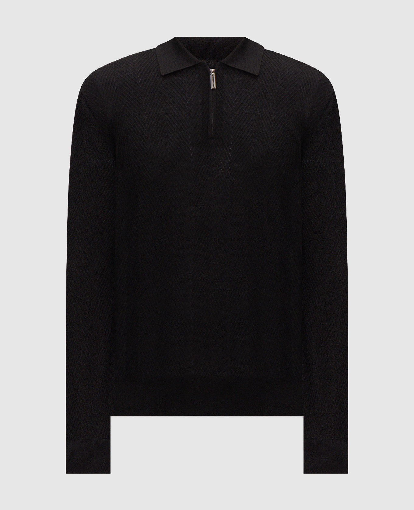 Black cashmere and silk polo shirt