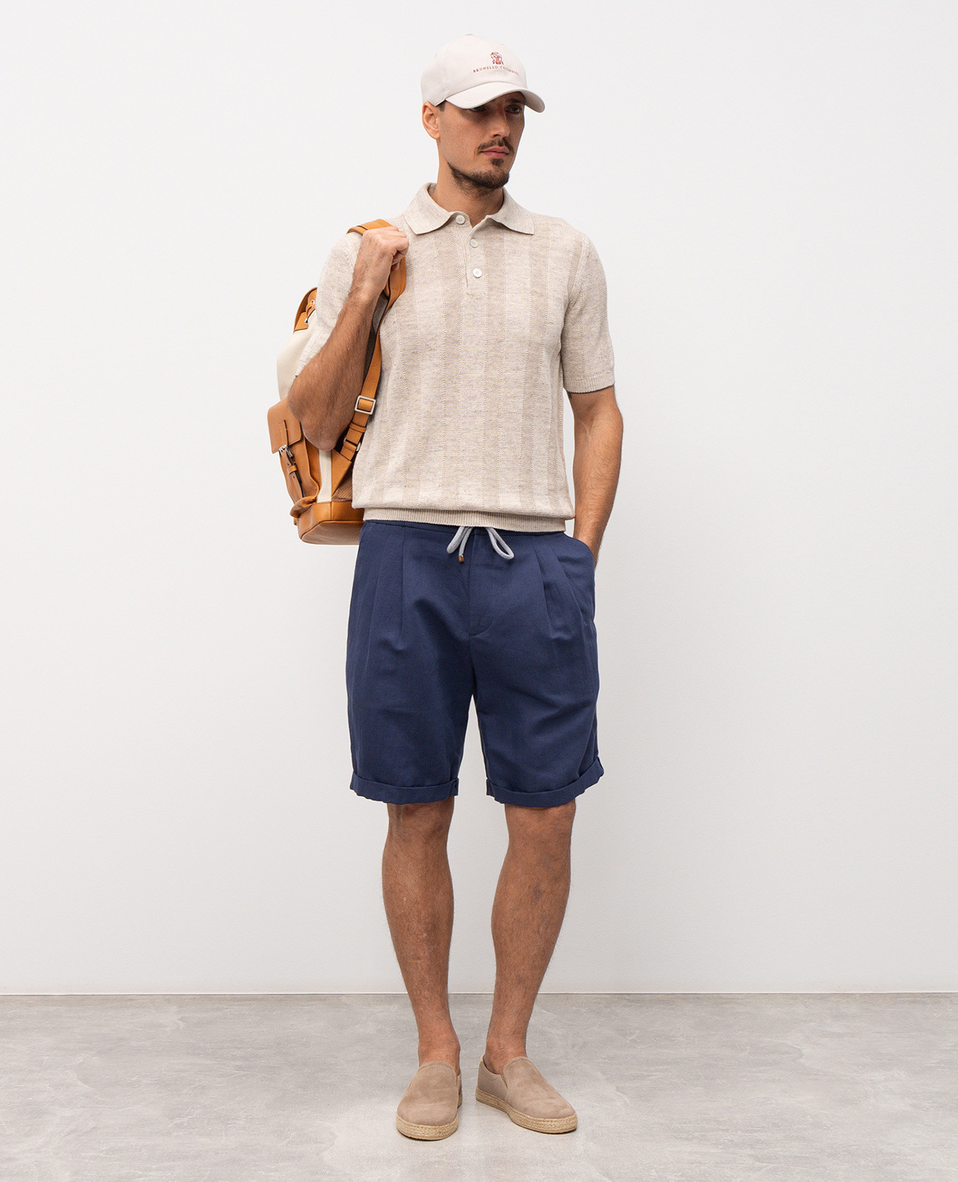 

Blue linen shorts with lapels Brunello Cucinelli