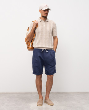 Brunello Cucinelli Blue linen shorts with lapels MH255U0020