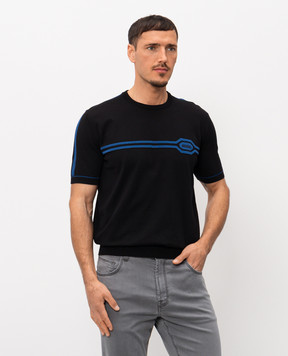 Stefano Ricci Black T-shirt with silk K818119G10F26285