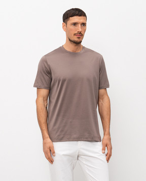 CAPOBIANCO Brown T-shirt with logo patch 20M660MK00