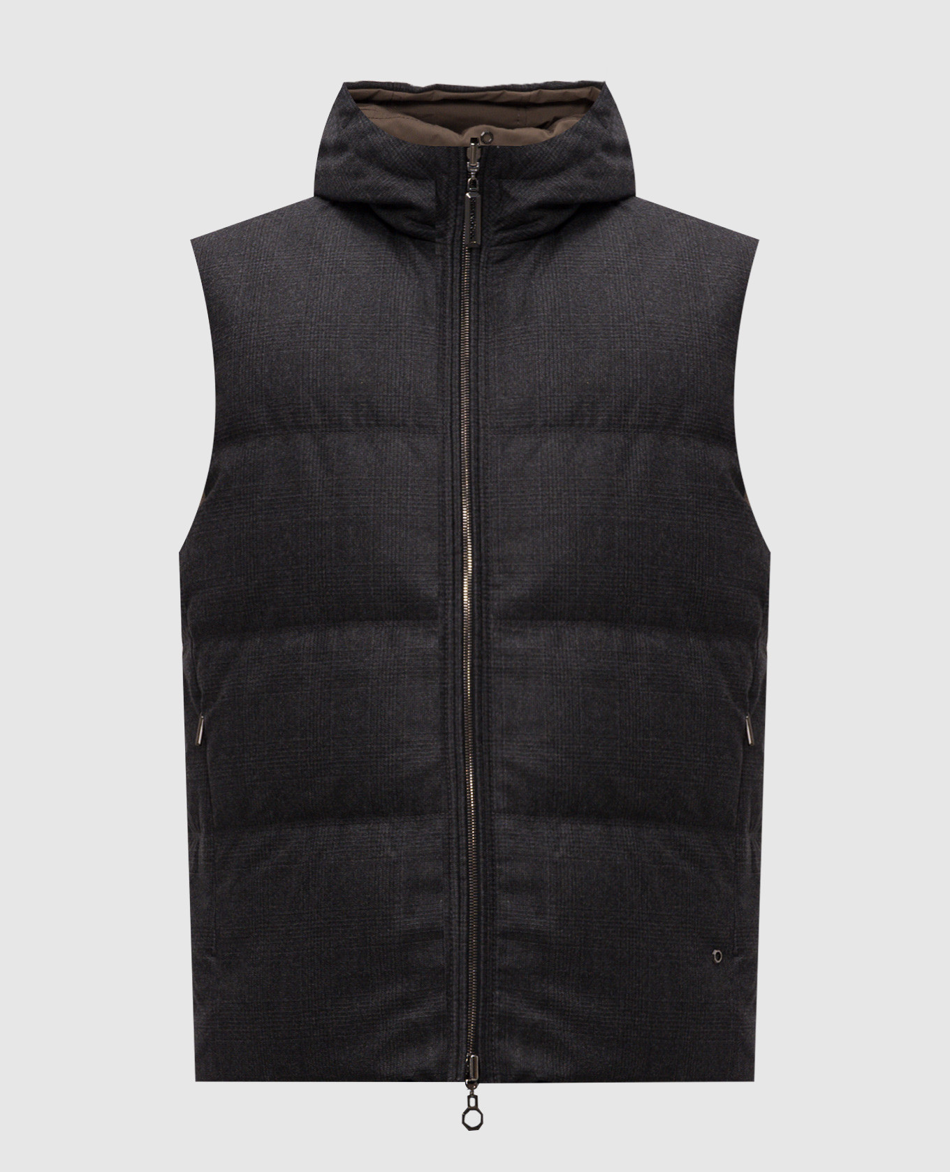Reversible down vest with wool