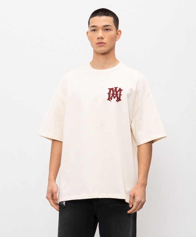 AMIRI - Beige T-shirt with logo patch AMTOJR1056 - shop with Malta