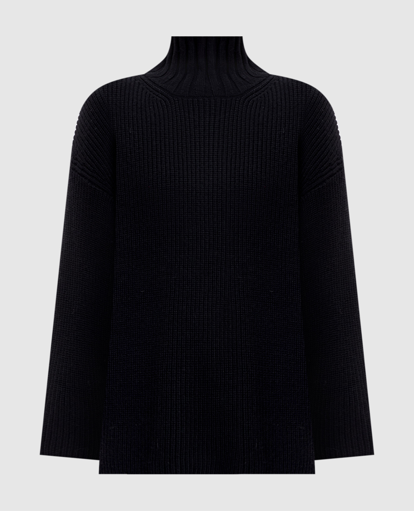 Black wool sweater with logo