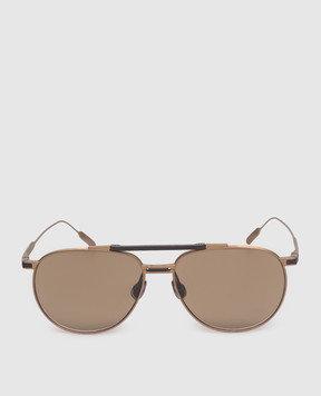 Brunello Cucinelli Intarsia Rays Gold Aviator Sunglasses MOCPATTS11