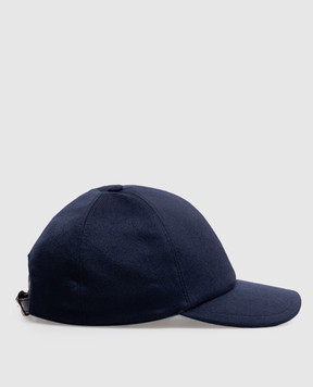 Stefano Ricci Blue cashmere cap with monogram embroidery MCV63NV11FC0001T