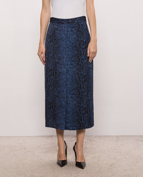Twinset Blue skirt with reptile leather print 262TT2590
