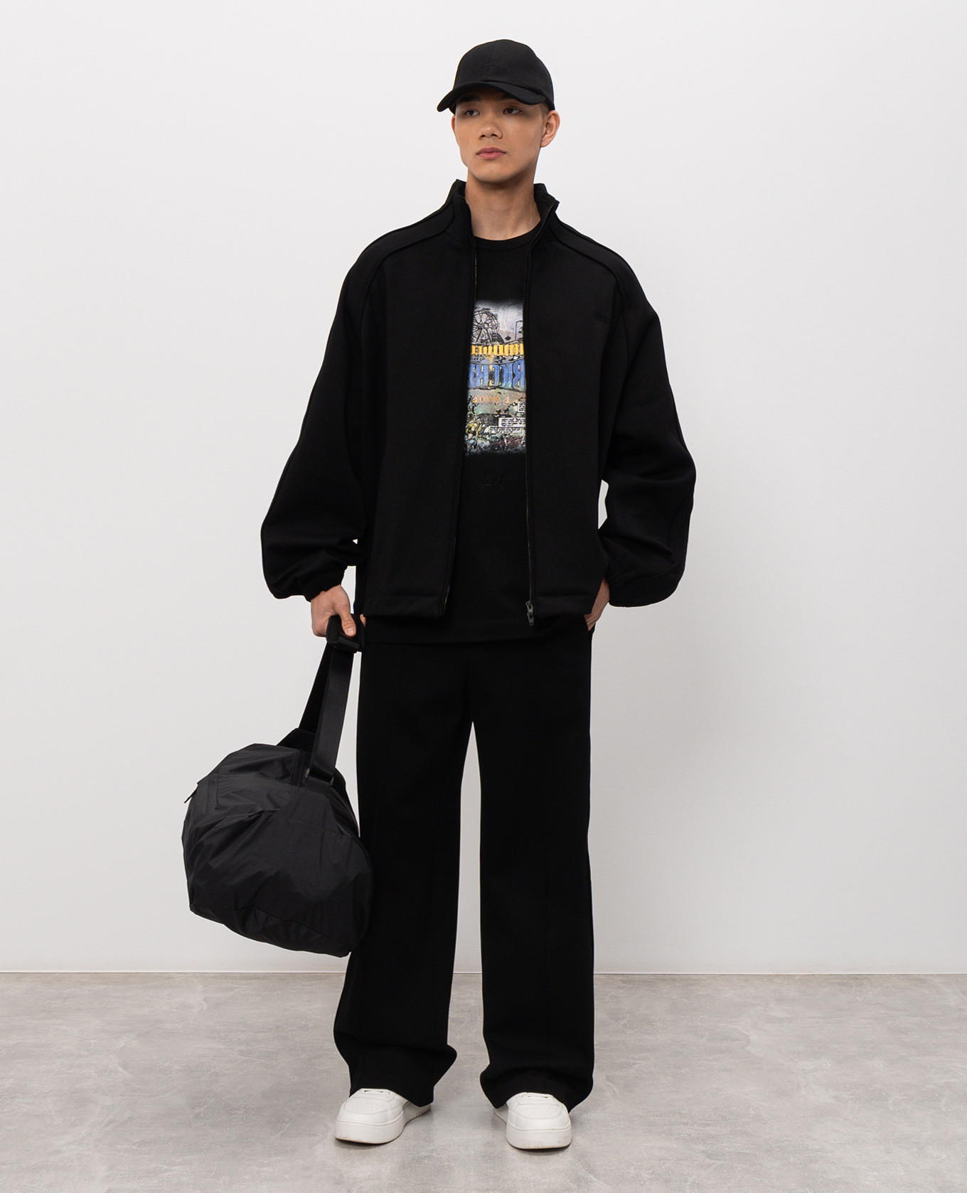 

Black sports jacket with logo embroidery Juun.j