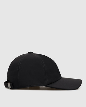 CAPOBIANCO Black cap with engraved logo 21MC1PE00