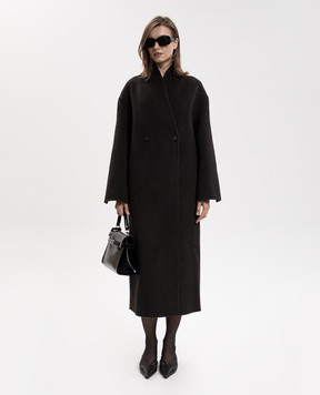 Loulou de Saison Brown double-breasted ARIS wool and cashmere coat ARIS