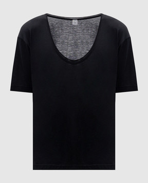 Toteme Black T-shirt with silk 253WRT0527FB0447